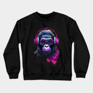 Graffiti-Inspired Chimpanzee Ink and Paint Splatters Crewneck Sweatshirt